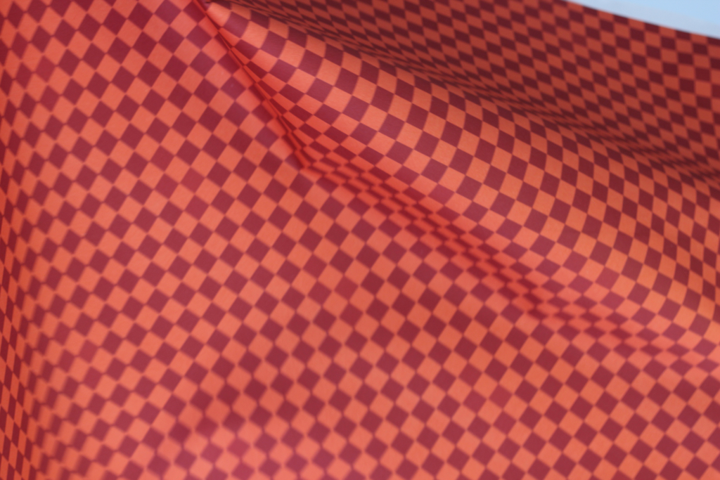 Gabardine Damier Pop Grenat Orange 20 x 147 cm